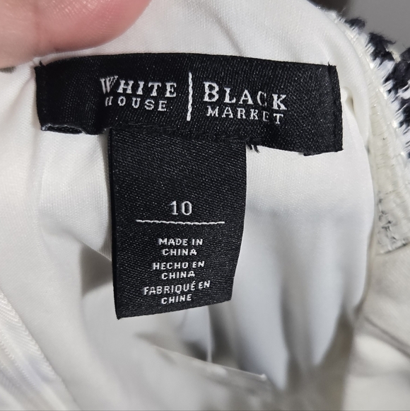 White House Black Market Sheath Ivory White With Tweed Detail NWT Sz 10 - Picture 3 of 12